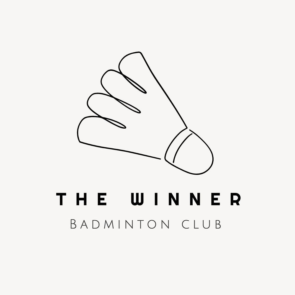 Badminton club editable logo, minimal line art design