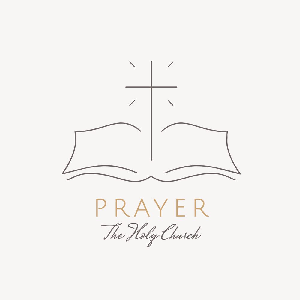 Praying church editable logo, minimal line art design