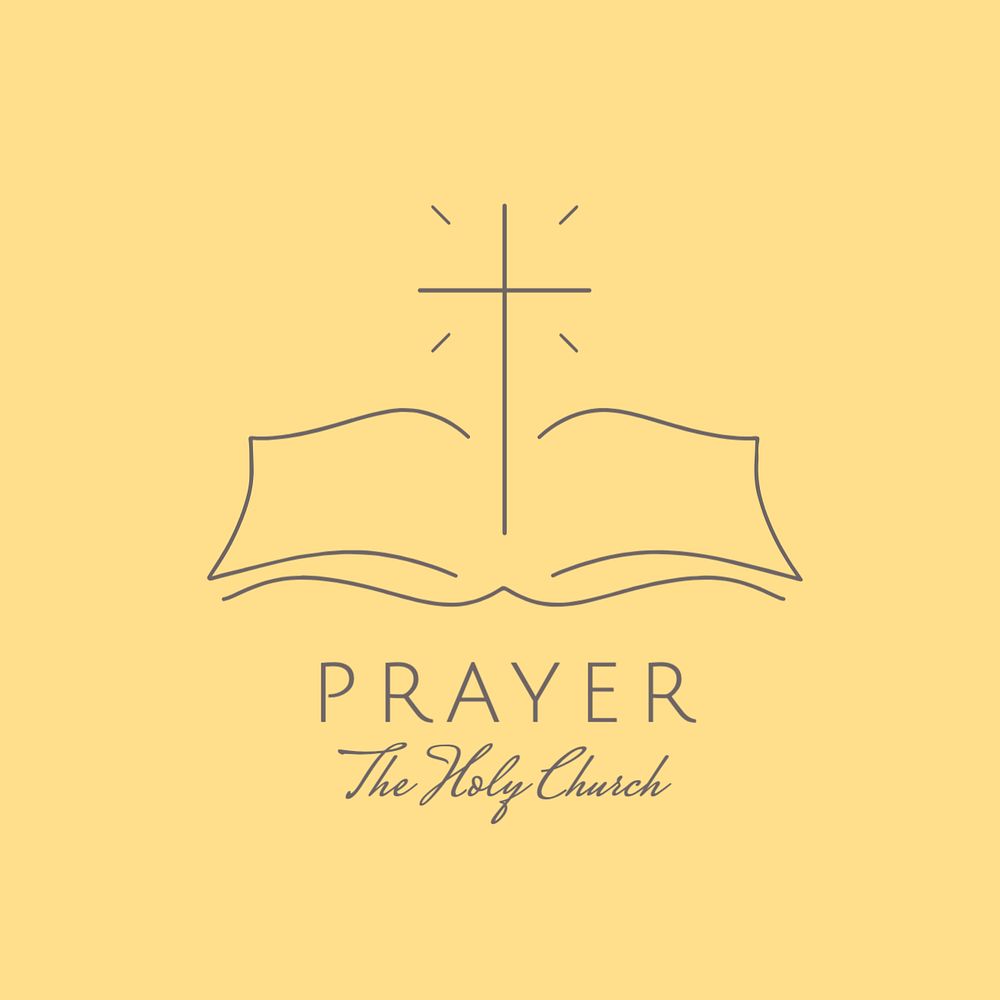 Praying church editable logo, minimal line art design