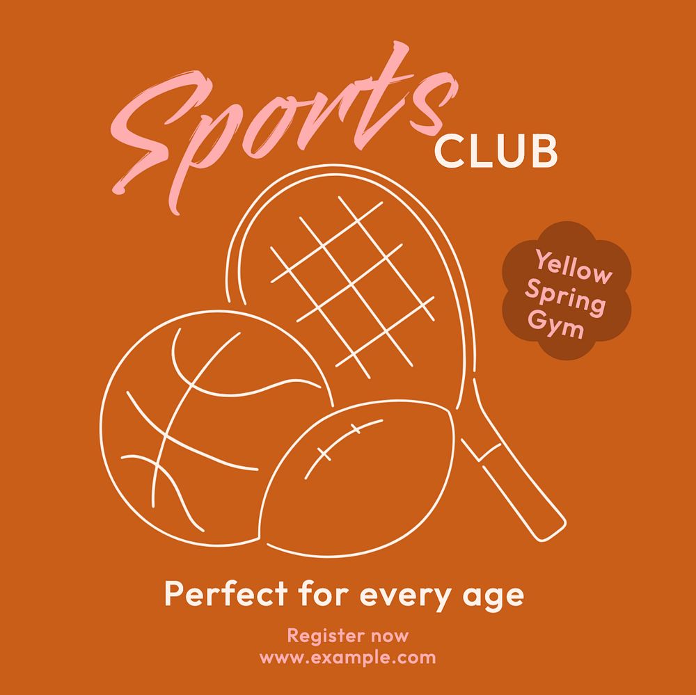 Sports club Instagram post template, editable text