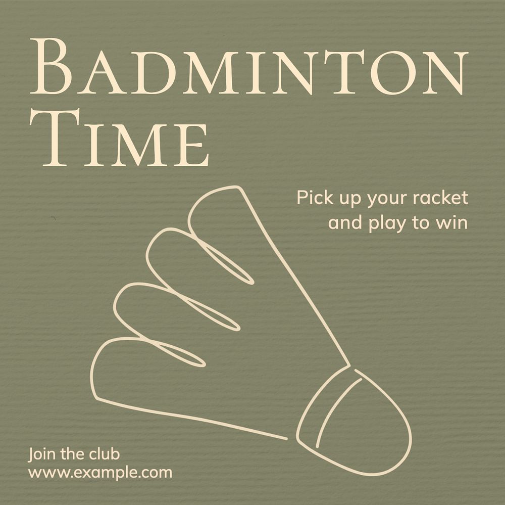 Badminton during Ramadan Instagram post template, editable text