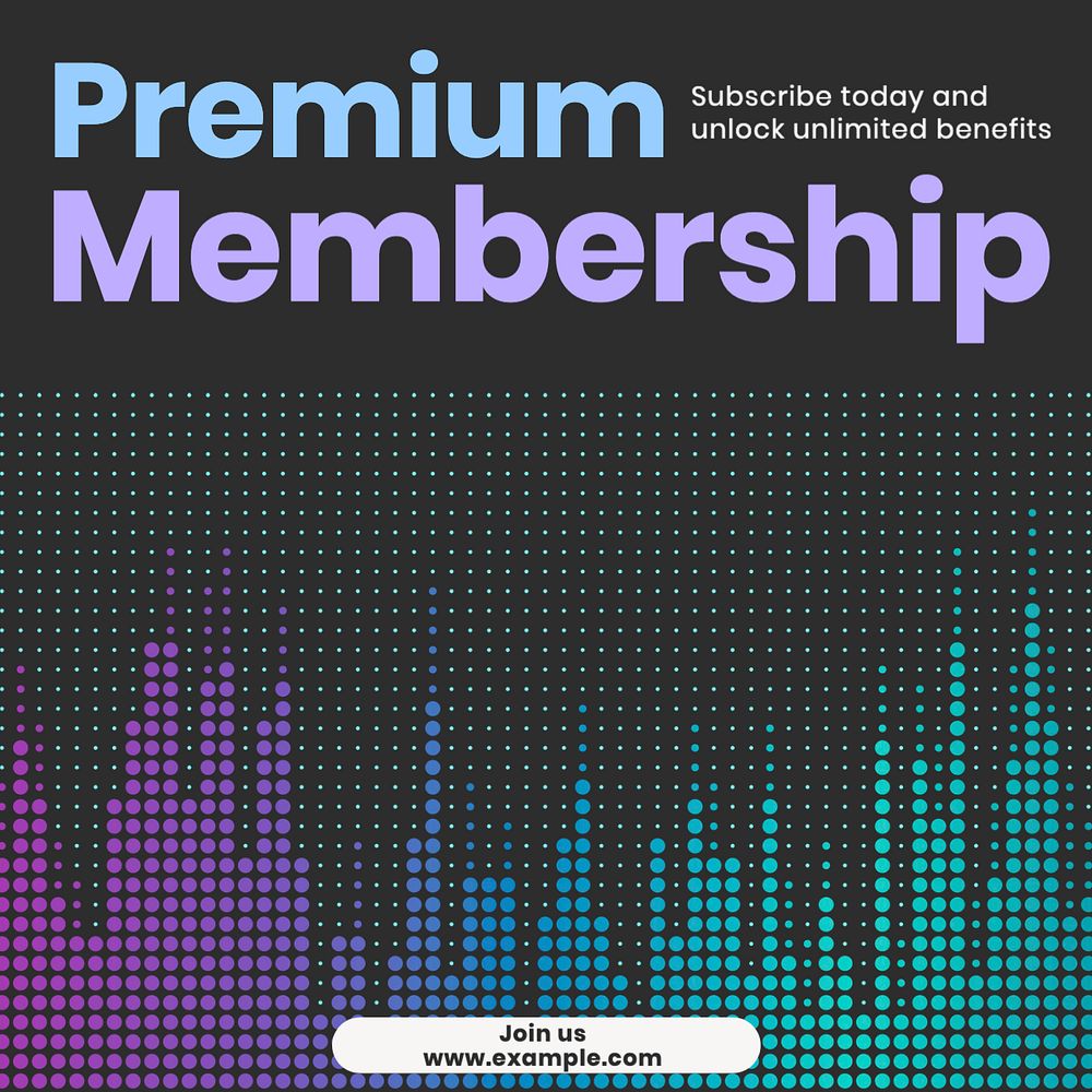 Premium membership Instagram post template, editable text