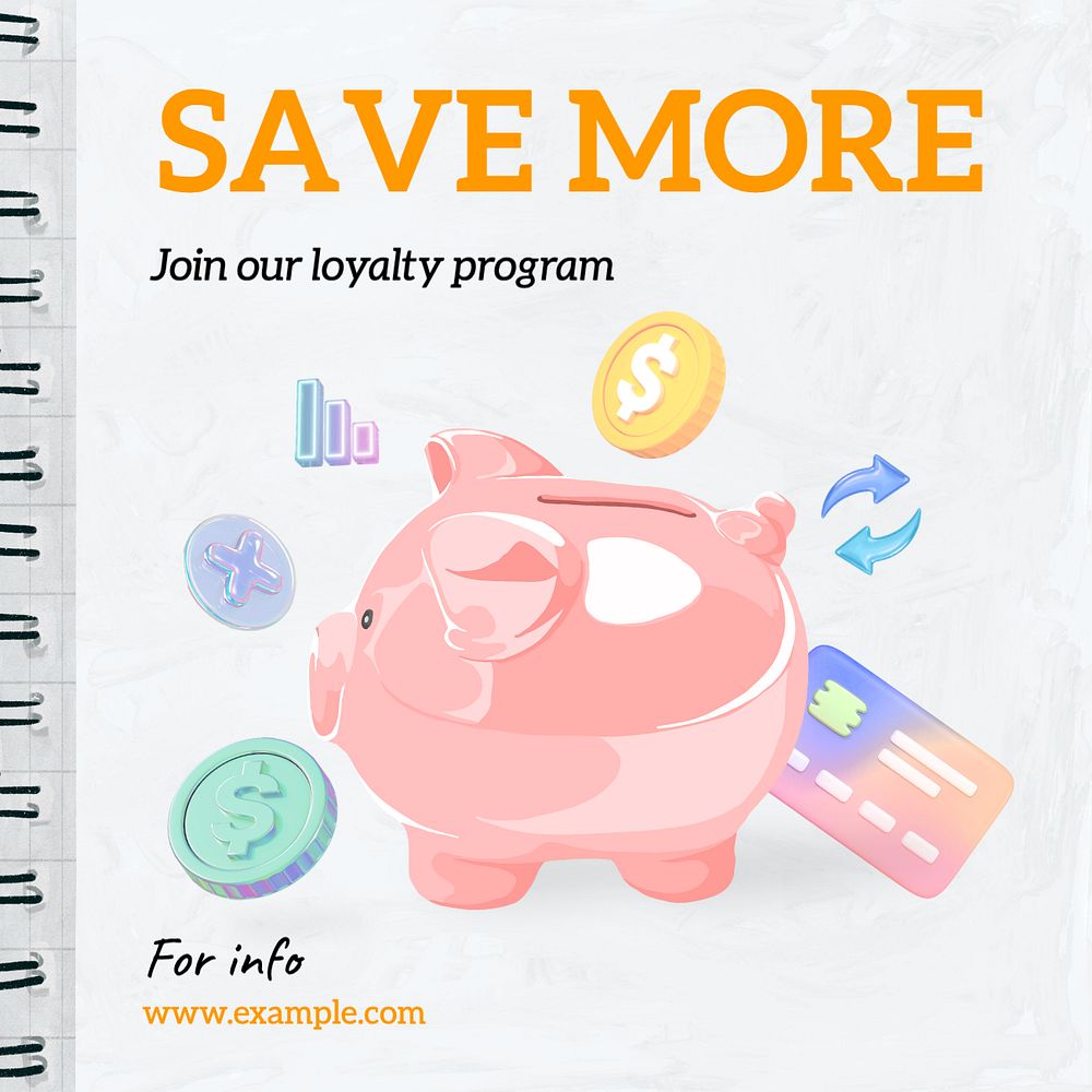 Save money, loyalty Instagram post template, editable design