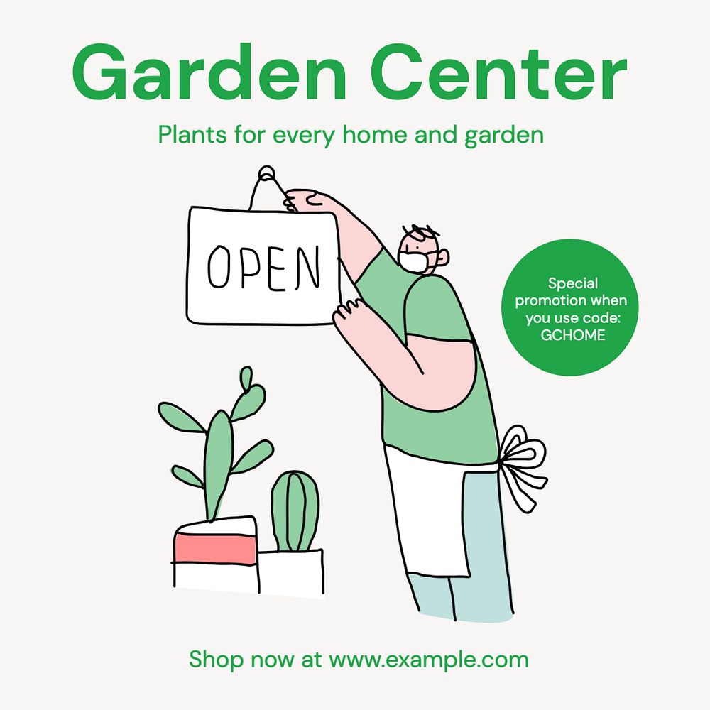 Garden center Instagram post template, editable text