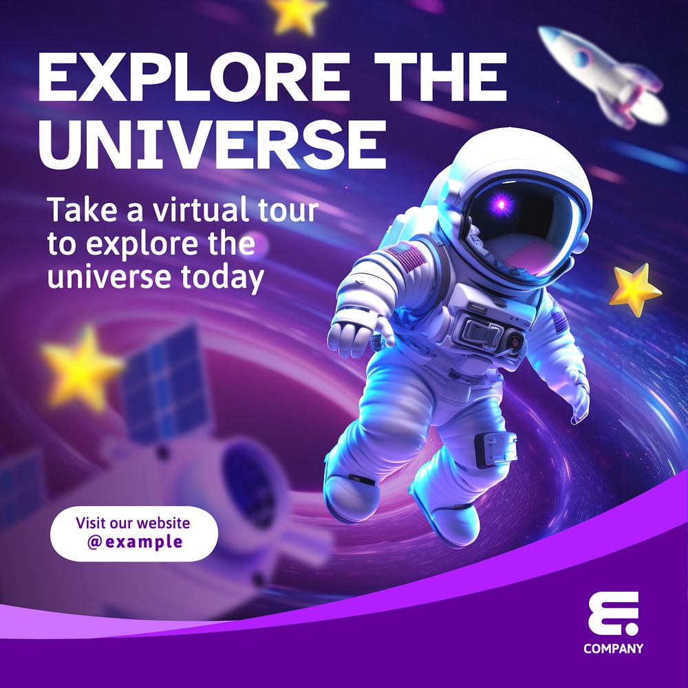 Explore the universe Instagram post template, editable design