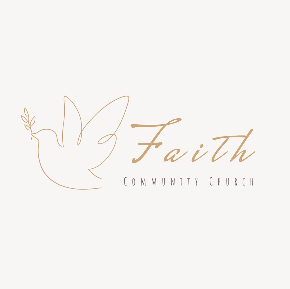 Community church editable logo, minimal line art design