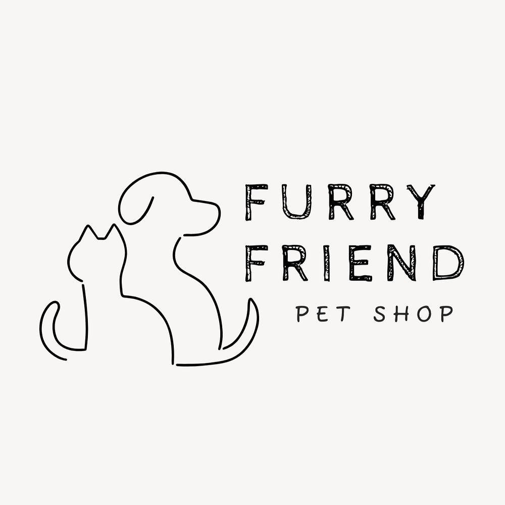 Pet shop editable logo, minimal line art design