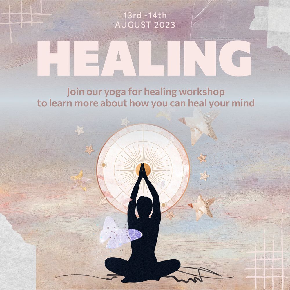 Yoga workshop Instagram post template, editable text