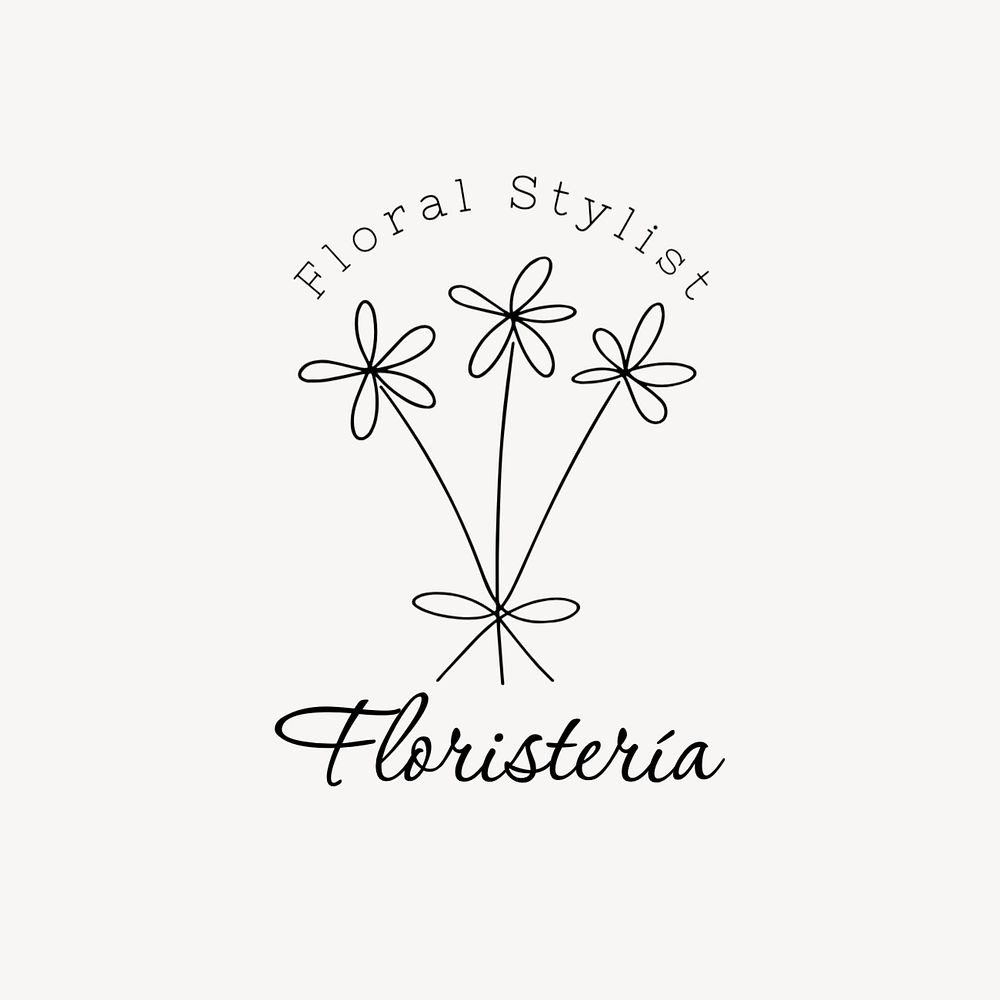 Florist editable logo, minimal line art design