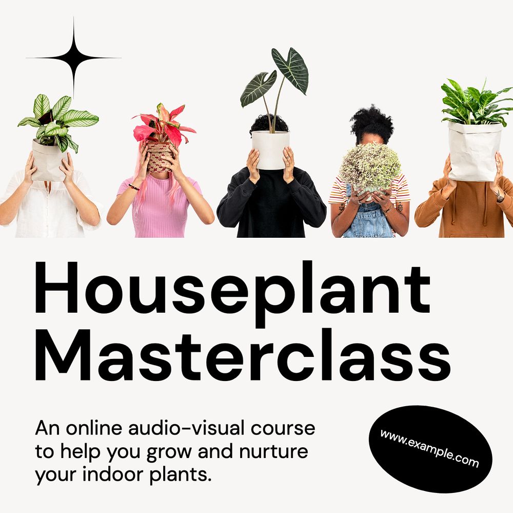 Houseplant masterclass Instagram post template, editable text