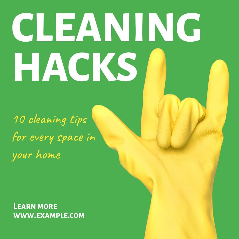 Cleaning hacks Instagram post template, editable text