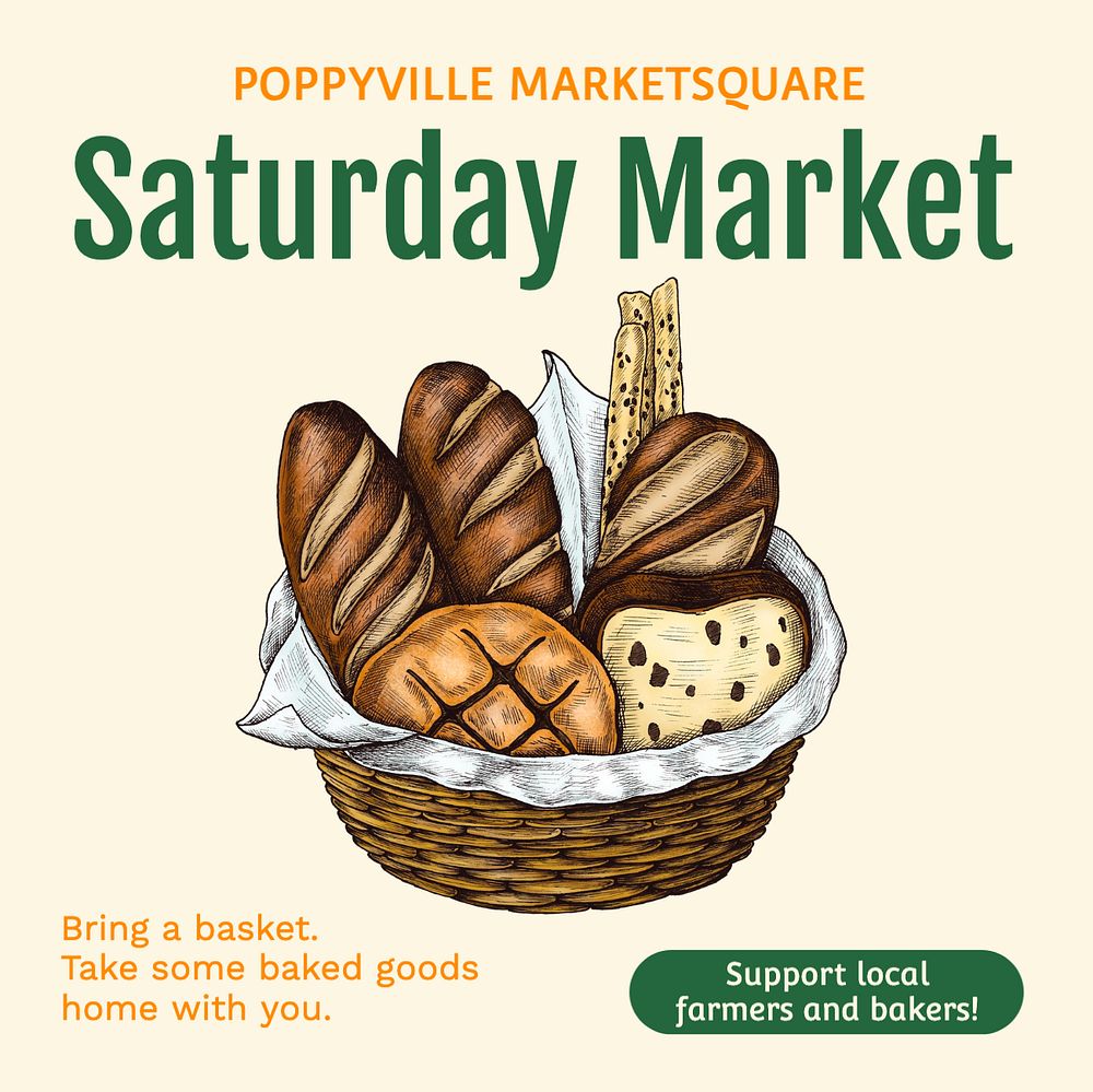 Saturday market Instagram post template, editable text