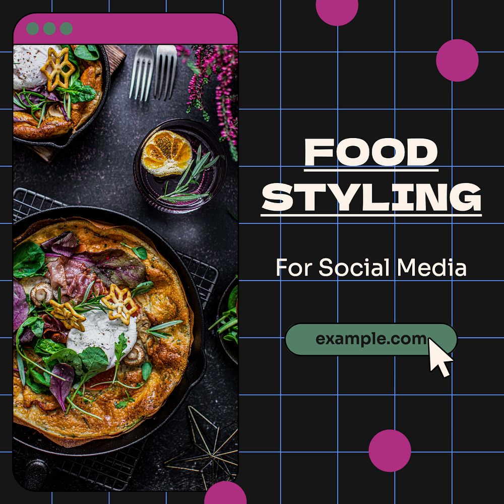 Food styling Instagram post template, editable text