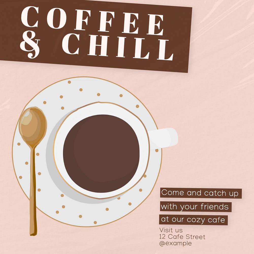 Coffee shop Instagram post template, editable text