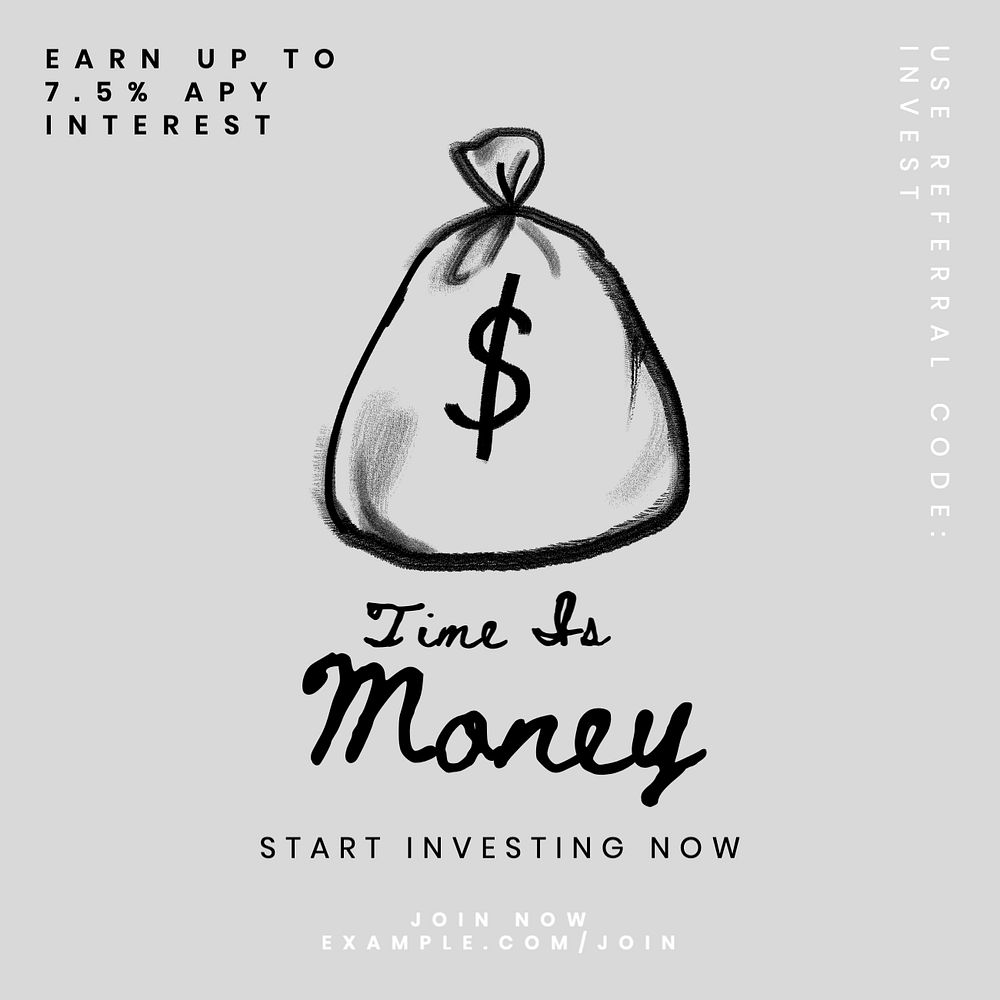 Time is money  Instagram post template, editable text