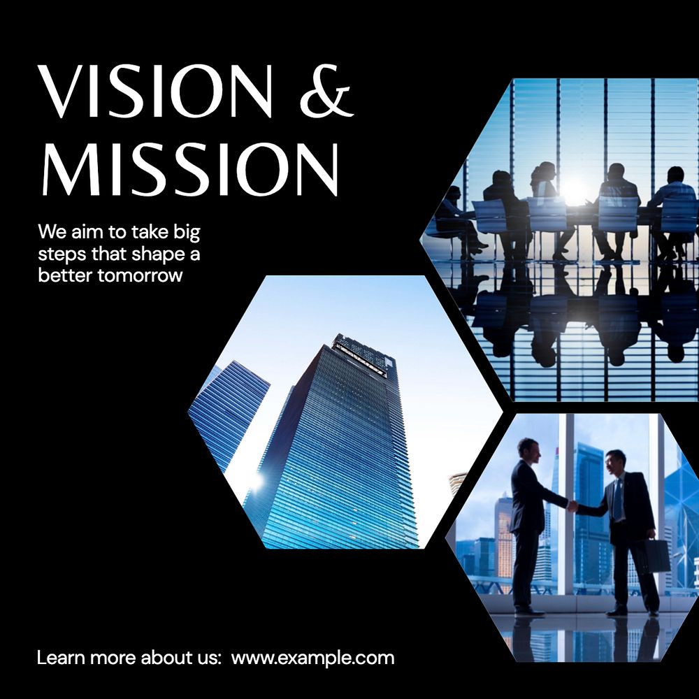 Company vision & mission Instagram post template, editable text