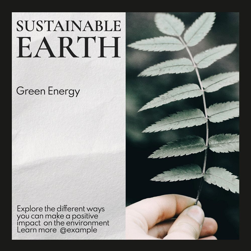 Sustainable earth  Instagram post template, editable text