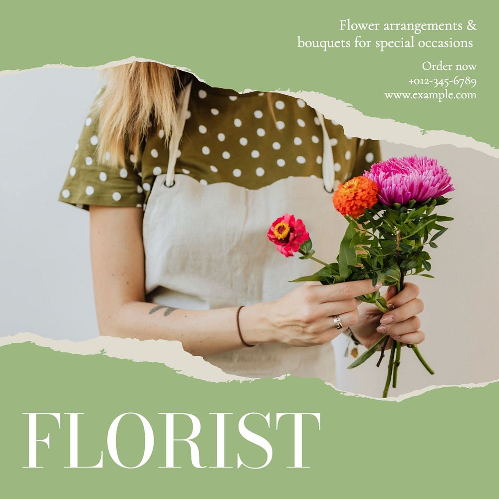 Florist Instagram post template, editable text