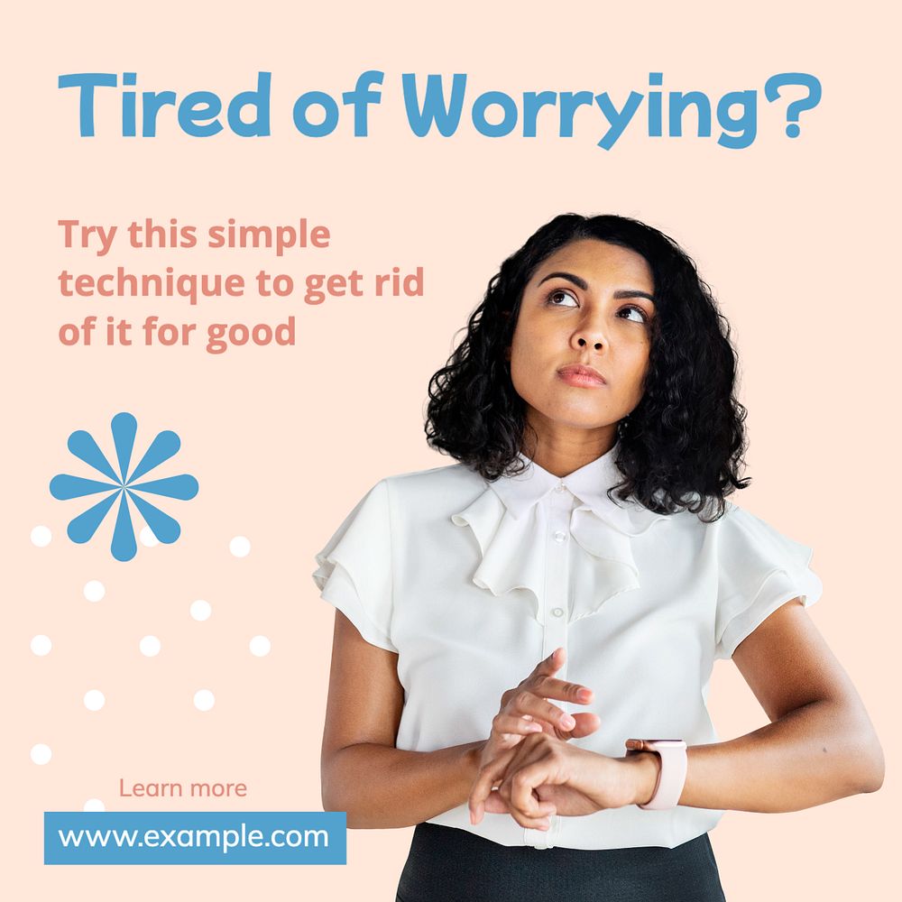 Worry technique Instagram post template, editable text