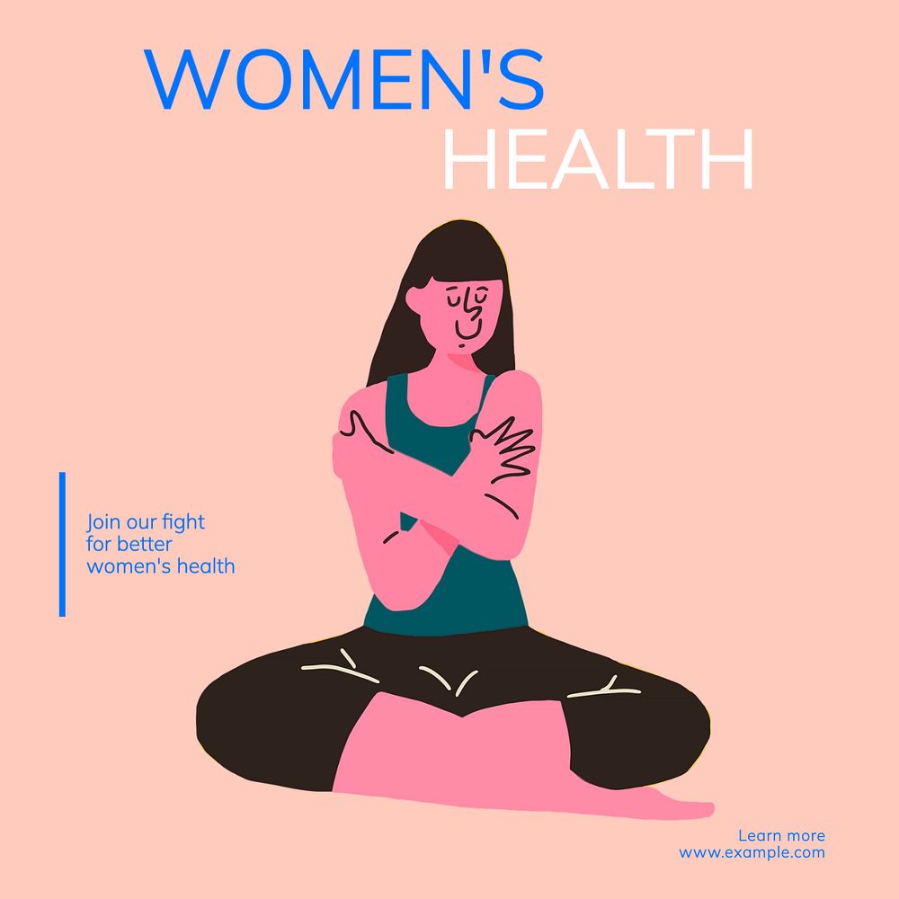 Women's health Instagram post template, editable text