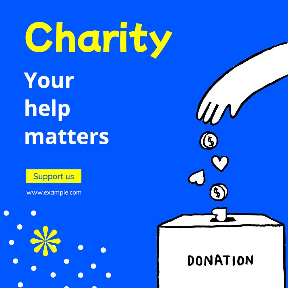 Charity Instagram post template, editable text