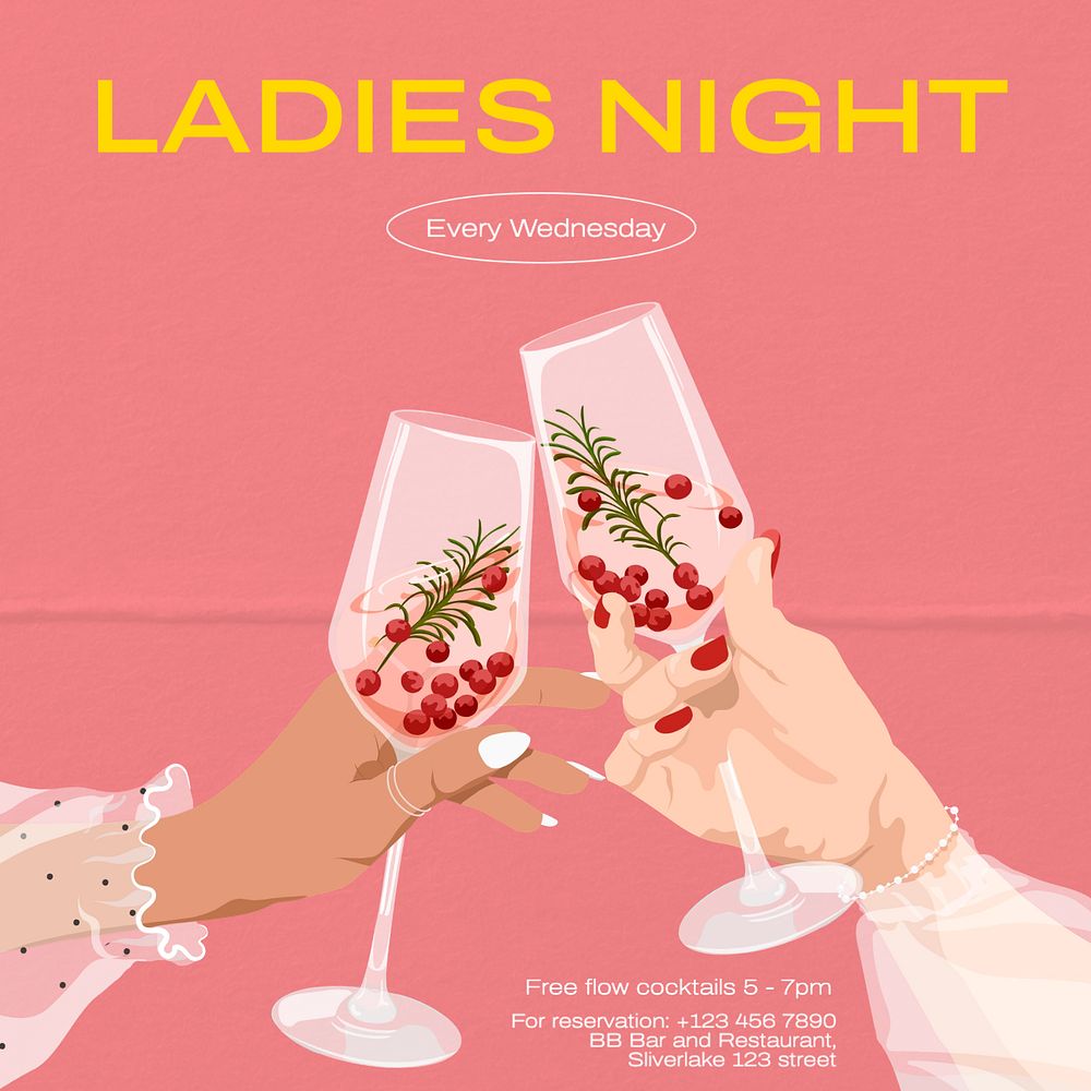 Ladies night  Instagram post template, editable text