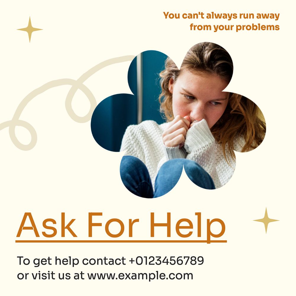 Mental health helpline  Instagram post template, editable text