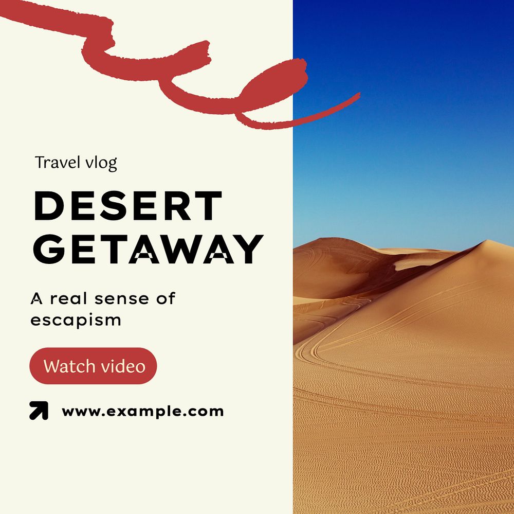 Desert getaway  Instagram post template, editable text