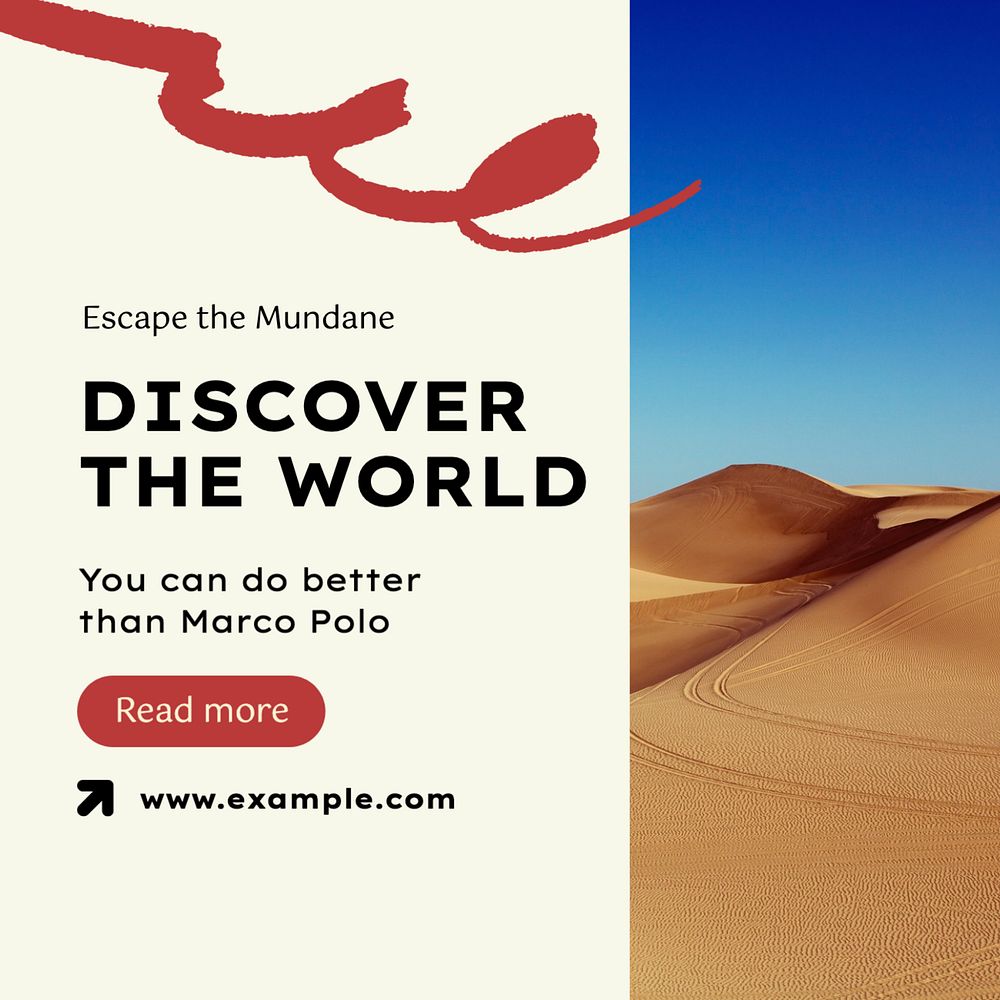 Discover the world  Instagram post template, editable text