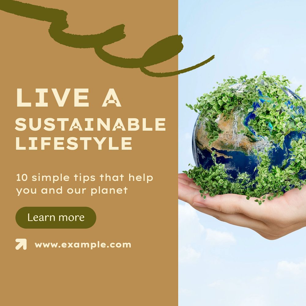 Sustainable living  Instagram post template, editable text