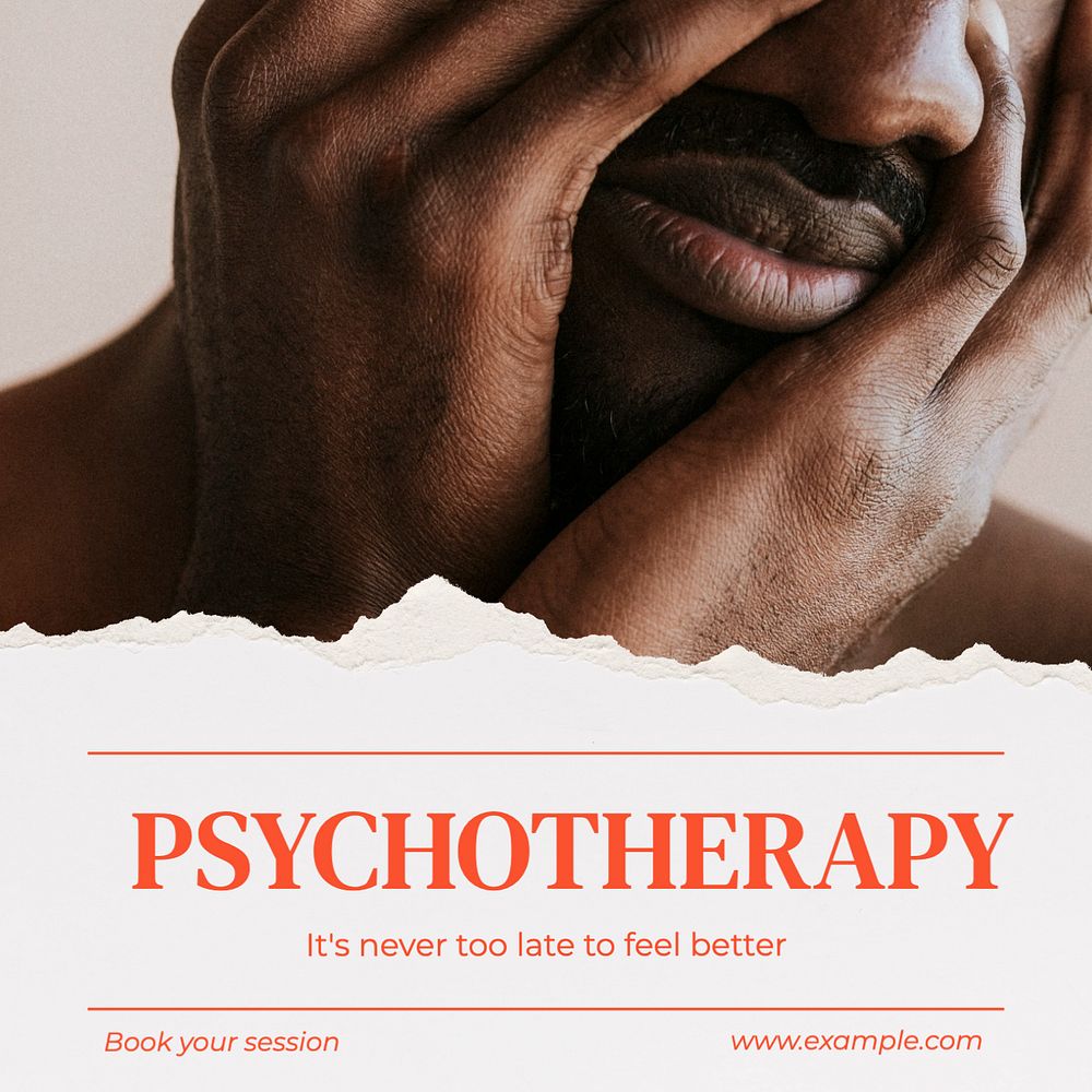 Psychotherapy Instagram post template, editable text