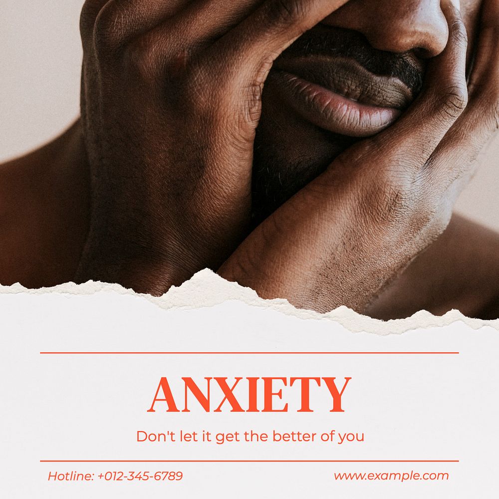 Anxiety hotline Instagram post template, editable text