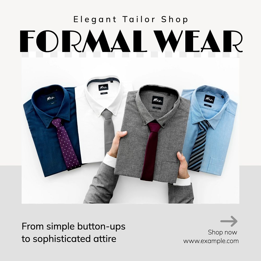 Formal wear Instagram post template, editable text