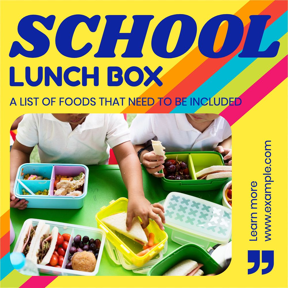 School lunch Instagram post template, editable text