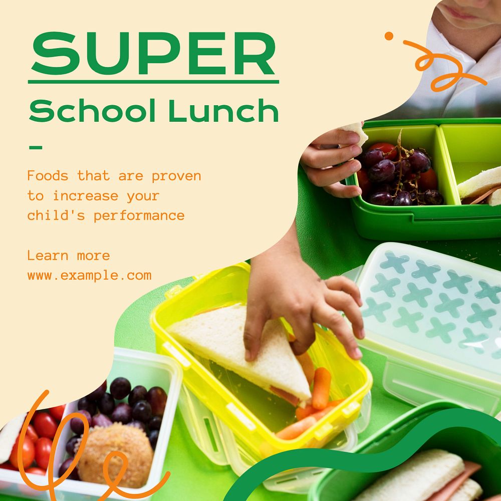 School lunch Instagram post template, editable text