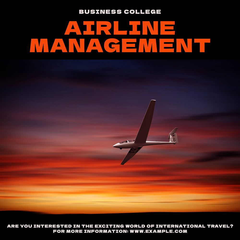 Airline management Instagram post template, editable text