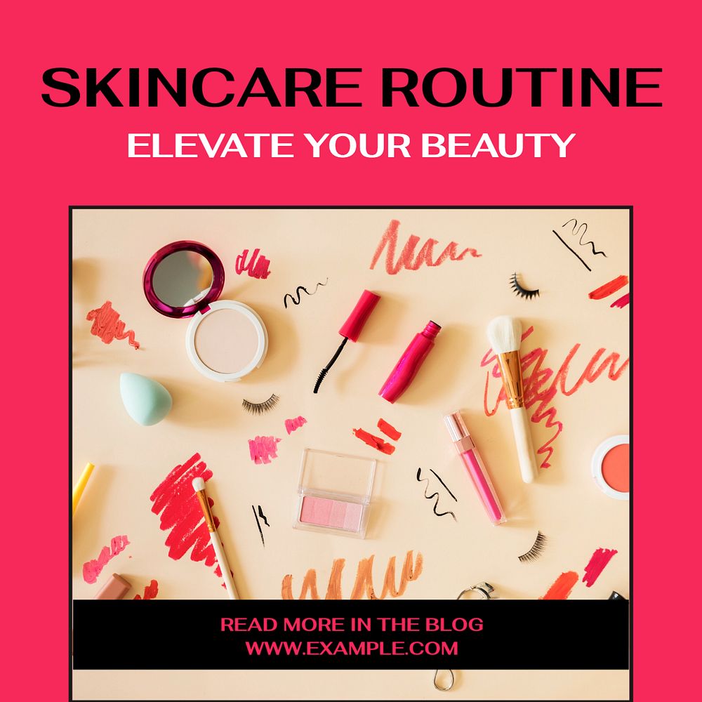 Skincare routine Instagram post template, editable text