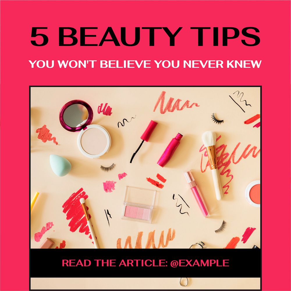 Beauty tips Instagram post template, editable text