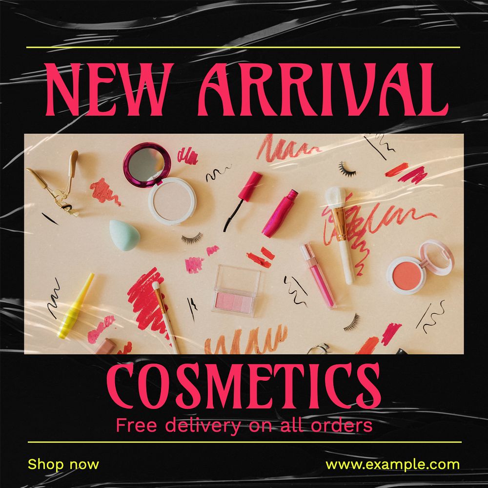 New arrival cosmetics Instagram post template, editable text