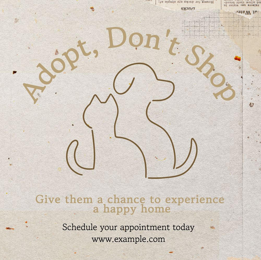 Pet adoption Instagram post template, editable text