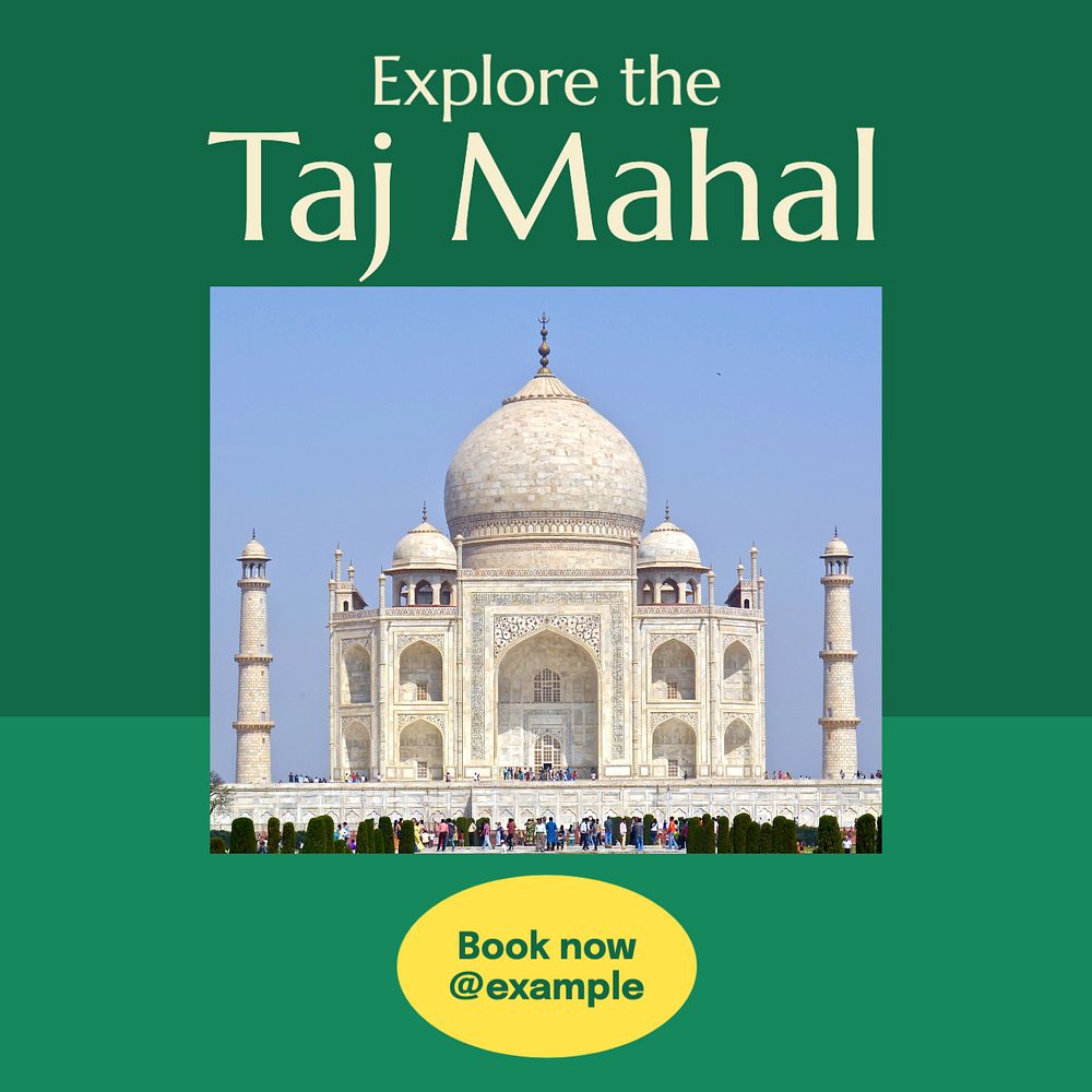 Taj Mahal Instagram post template, editable text