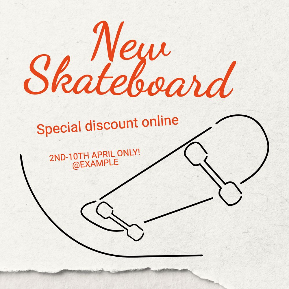 New skateboard Instagram post template, editable text