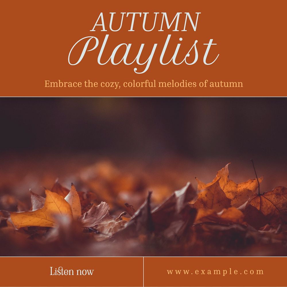 Autumn playlist Instagram post template, editable text