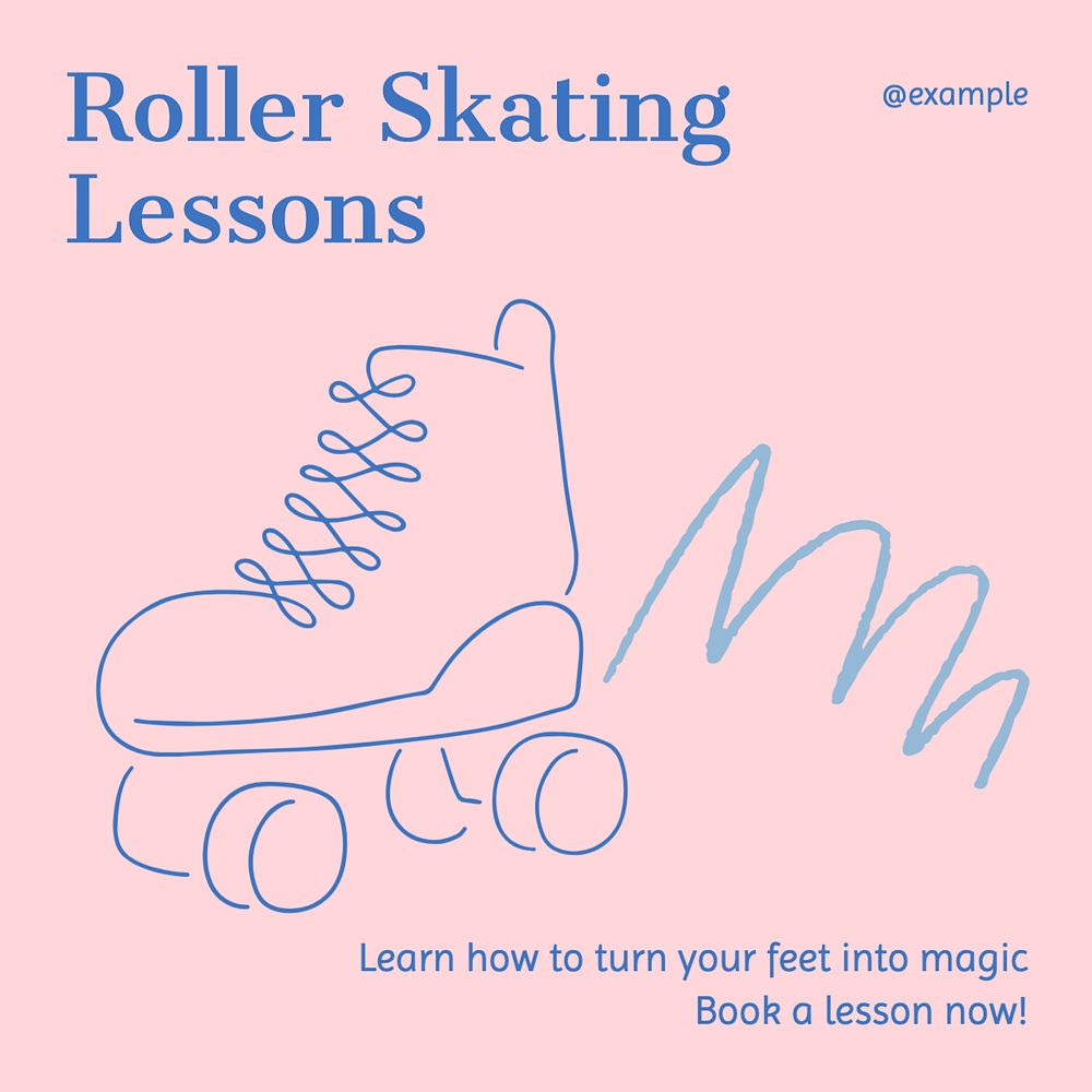 Roller skating lessons Instagram post template, editable text