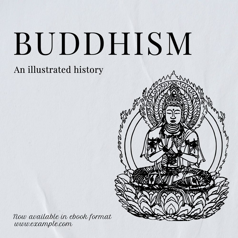 Buddhism history Instagram post template, editable text