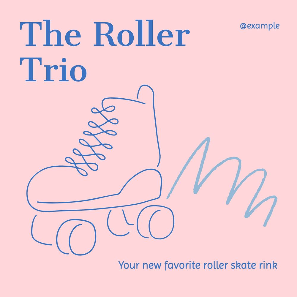 Roller skate rink Instagram post template, editable text