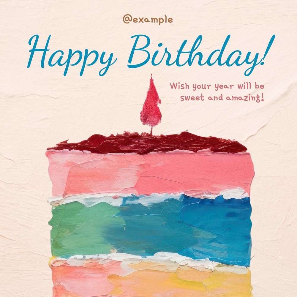 Happy Birthday Instagram post template, editable text