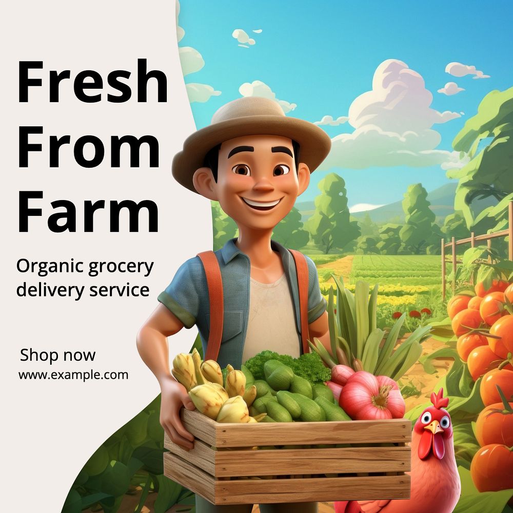 Organic supermarket Instagram post template, editable text