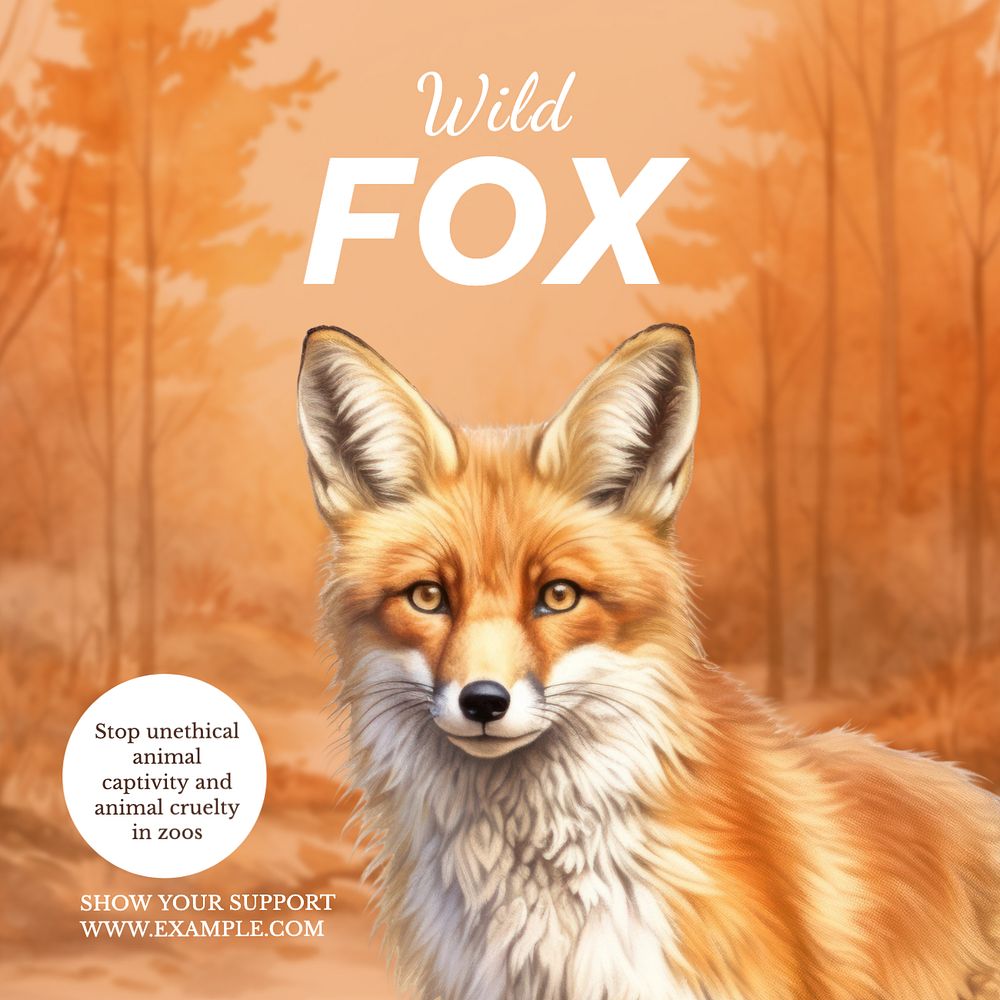 Wild fox Instagram post template, editable text