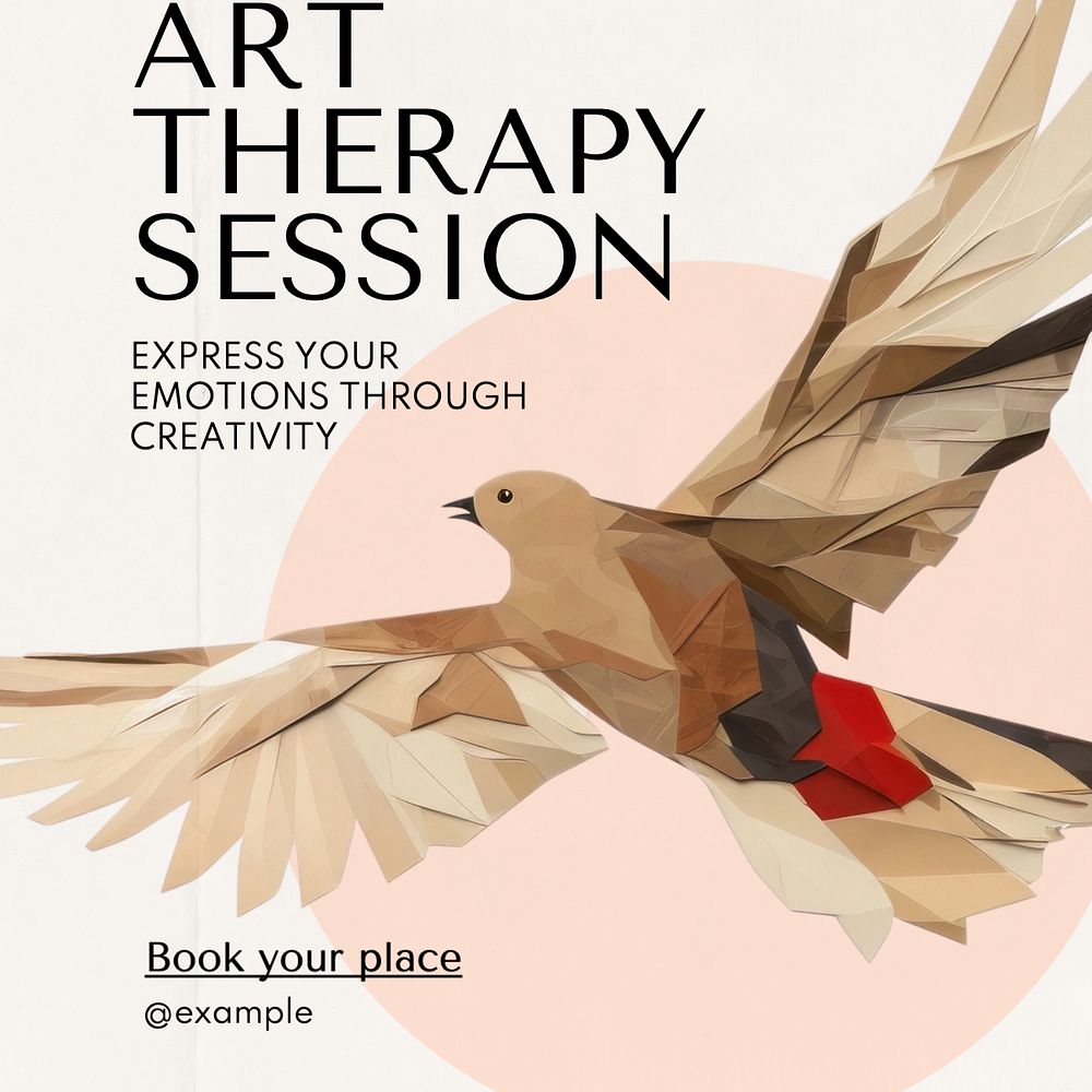 Art therapy session Instagram post template, editable text